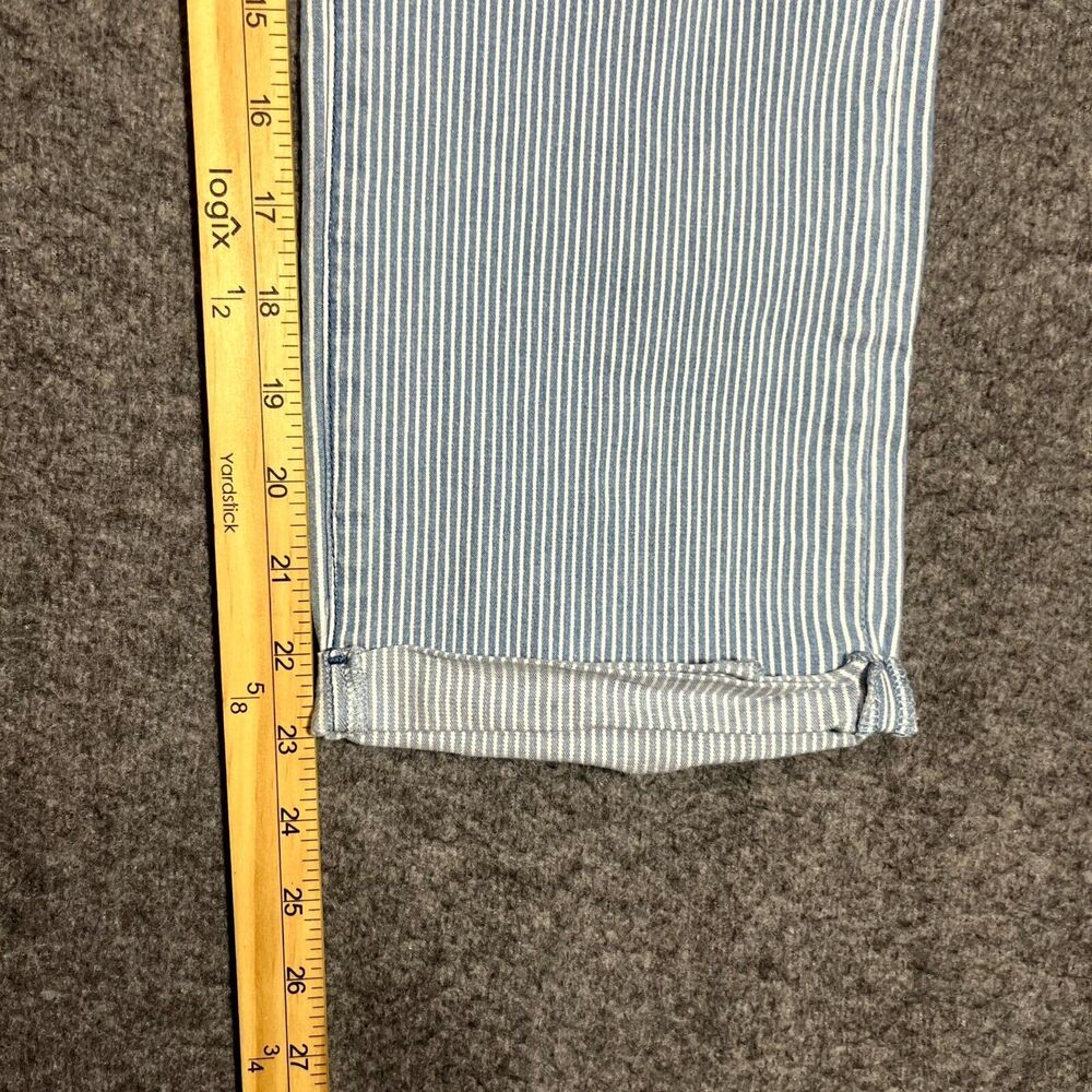 NYDJ Cropped Pants Womens 8 Blue Pinstriped Casual 30X23 Beachy Capri Mom Preppy - Picture 3 of 10
